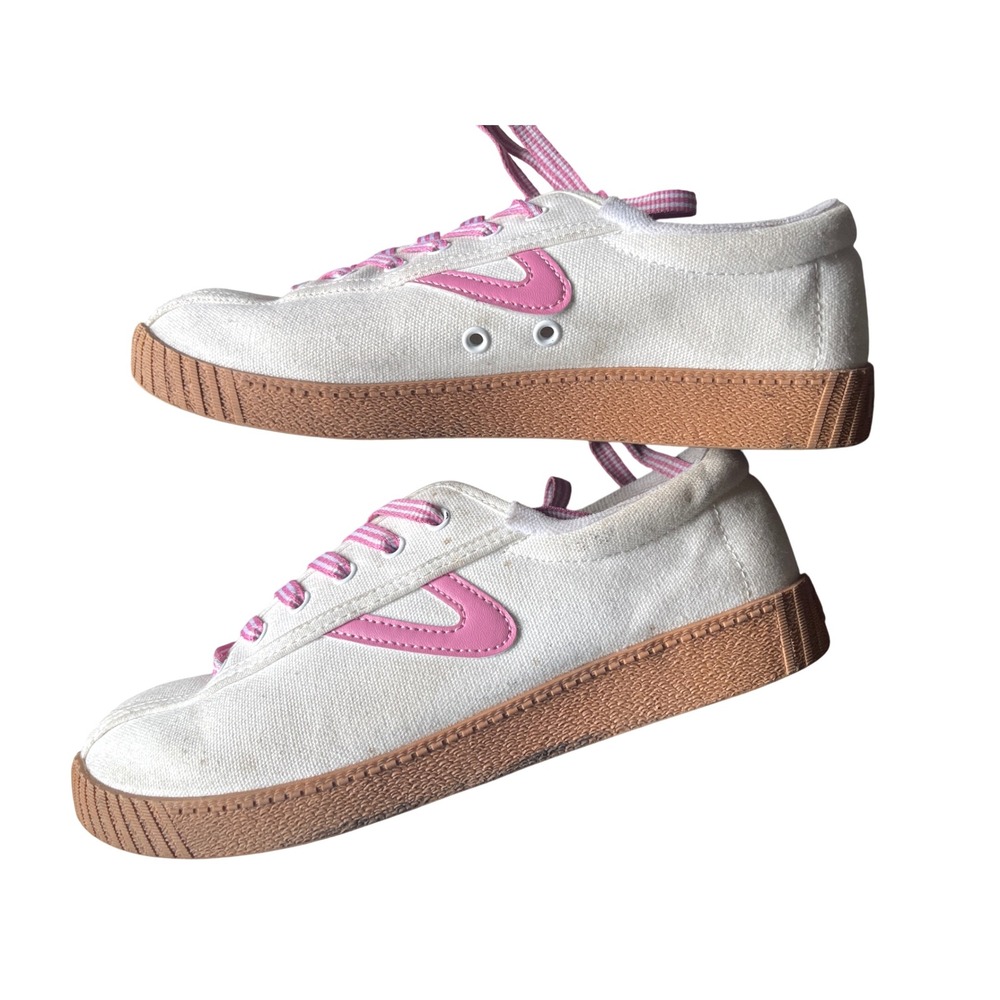 Tretorn Nylite Plus Gum‎ Sole Pink White Canvas Sneakers Trainers 8